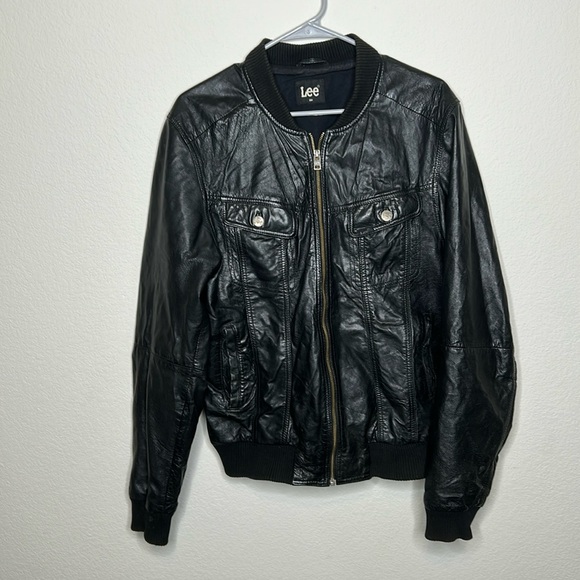 Lee Other - Lee Black Leather Jacket for Men